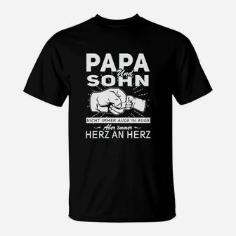 Papa und Sohn T-Shirt – Herz an Herz, tiefe Verbundenheit - Seseable