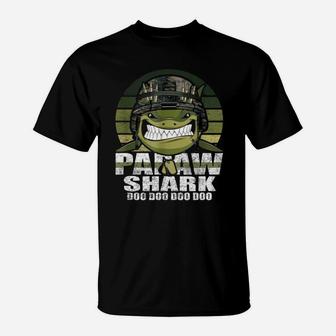 Papaw Shark Doo Doo Army Veteran Father Day 4th Of July Shirt T-Shirt - Seseable