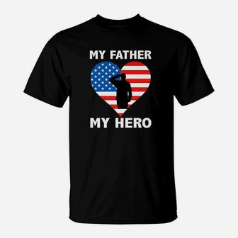 Patriotic My Father My Hero Veterans Memorial Day Premium T-Shirt - Seseable