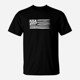 Patriotisches Schwarz-Weiß USA Flagge T-Shirt, Amerikanischer Stolz Tee - Seseable