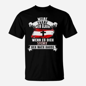 Patriotisches T-Shirt 'Meine Fahne, Mein Glaube' in Schwarz, Stolz-Design - Seseable