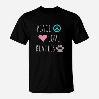 Peace Love Beagles Cute Dog Puppy Pet T-Shirt - Seseable