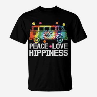 Peace Love Hippiness Hippie Van Cool Gift Tie Dye Color T-Shirt - Seseable
