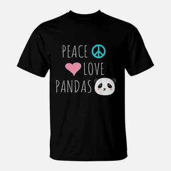 Peace Love Pandas Cute Panda Bear Animal Pet Love Gift T-Shirt - Seseable