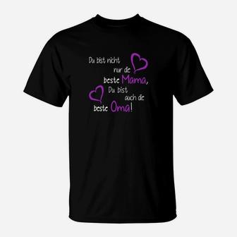 Personalisiertes Damen T-Shirt Beste Mama & Oma mit Herzmotiven - Muttertagsgeschenk - Seseable