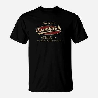 Personalisiertes Leonhard T-Shirt mit Spruch Das ist ein Leonhard Ding Schwarz - Seseable