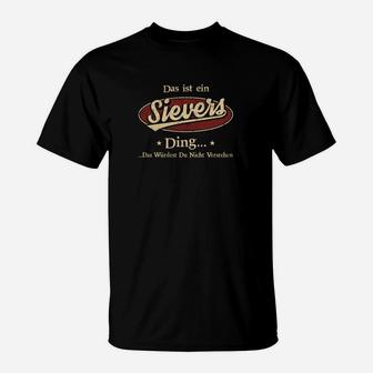 Personalisiertes Sievers Ding Logo T-Shirt, Schwarz Vintage Schriftzug - Seseable