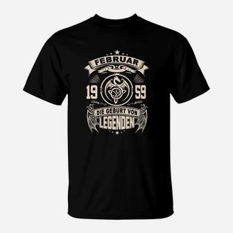 Personalisiertes T-Shirt Geburtsjahr Februar 1959, Legenden Geburt - Herren Schwarz - Seseable