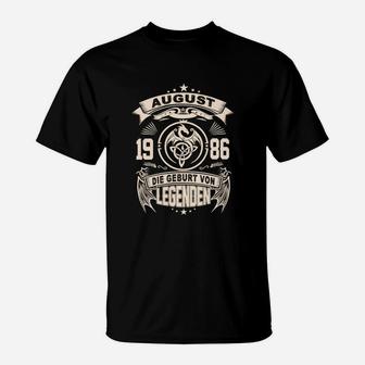Personalisiertes T-Shirt Legenden Geboren im August 1986, Einzigartiges Design - Seseable