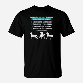 Pferdeliebhaber T-Shirt 5 Dinge für Reiterfreude - Seseable