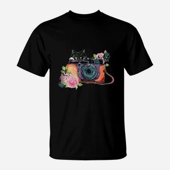 Photography And Cat Lover Photographer Camera T-Shirt - Seseable
