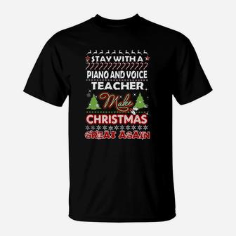 Piano And Voice Teacher Christmas T-Shirt - Seseable