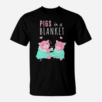 Pigs In A Blanket Funny Pig Sausage Hot Dog Pun Gift T-Shirt | Seseable UK