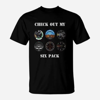 Pilot Aviation Check Out My Six Pack Flying Airplane T-Shirt | Seseable UK