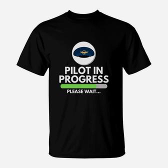 Pilot In Progress Flight School Student Pilot Aviation T-Shirt - Seseable