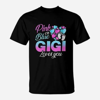 Pink Or Blue Gigi Loves You Baby Shower Gender T-Shirt - Seseable