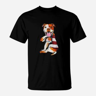 Pitbull Dog Tattoo I Love Dad T-Shirt - Seseable