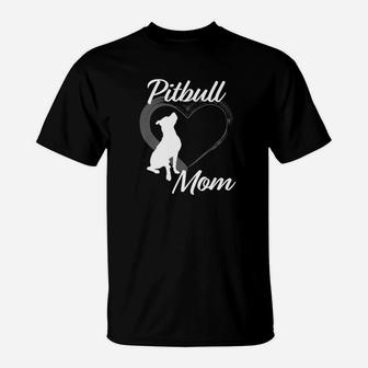 Pitbull Mom With Heart For Dog Lovers Premium T-Shirt - Seseable