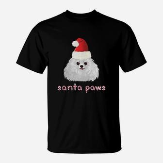 Pomeranian Puppy Santa Paws Pom Pomeranian Christmas T-Shirt - Seseable