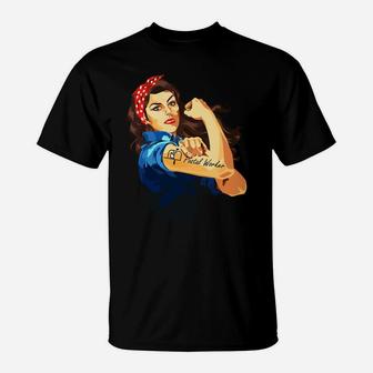 Postal Worker Frontline Workers Nurse Strong Rosie Riveter T-Shirt - Seseable