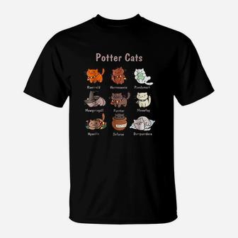 Potter Cats Funny Gifts For Cat Lovers T-Shirt - Seseable