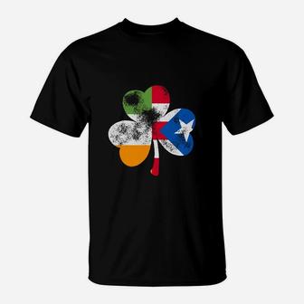 Premium Irish Puerto Rican Shamrock Puerto Rico Flag St Patricks Day Shirt T-Shirt - Seseable