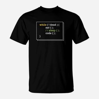 Programmer Dad Sleep Eat Code Funny Fathers Day Gift T-Shirt - Seseable