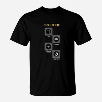 Programmers Developers Routine Funny Eat Sleep Code Repeat T-Shirt - Seseable