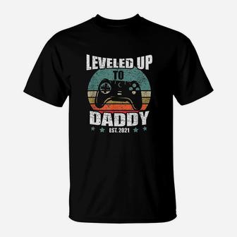 Promoted To Dad Funny Leveled Up To Daddy Est 2021 T-Shirt - Seseable
