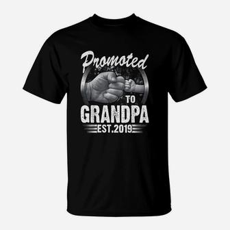 Promoted To Grandpa Est 2019 First Time New Father Day T-Shirt - Seseable
