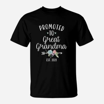 Promoted To Great Grandma 2021 Pregnancy Reveal Gift T-Shirt - Seseable