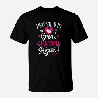 Promoted To Great Grandma Again 2021 Great Grandma T-Shirt | Seseable CA