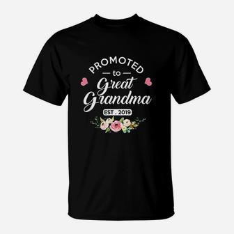 Promoted To Great Grandma Est 2019 New Grandma To Be T-Shirt - Seseable