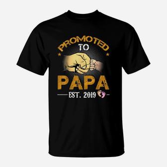 Promoted To Papa Est 2019 New Dad Fathers Day T-Shirt - Seseable