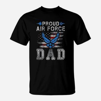 Proud Air Force Dad Military Veteran Pride Us Flag T-Shirt - Seseable
