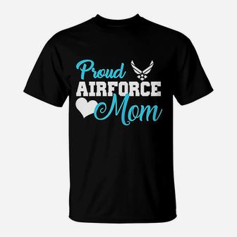 Proud Air Force Mom Heart Military T-Shirt - Seseable