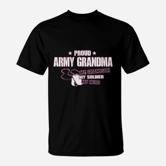 Proud Army Grandma My Grandson Soldier Hero T-Shirt - Seseable