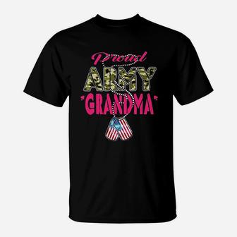 Proud Army Grandma Us Flag T-Shirt - Seseable