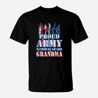 Proud Army National Guard Grandma Usa Flag T-Shirt - Seseable