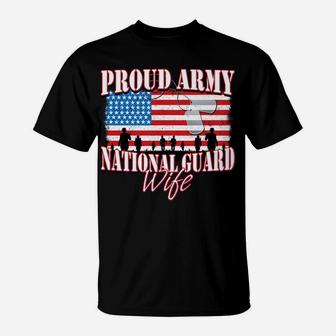 Proud Army National Guard Wife Dog Tag Flag Women T-Shirt - Seseable
