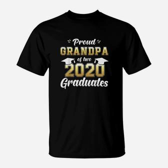 Proud Grandpa Of Two 2020 Graduates Senior Twins Gift T-Shirt - Seseable