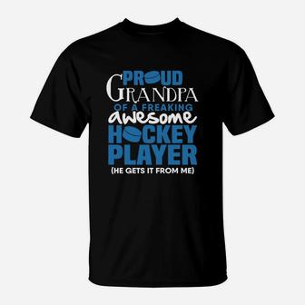 Proud Hockey Grandpa T-Shirt - Seseable