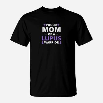 Proud Mom Of A Lupus Warrior Lupus Awareness Purple Ribbon T-Shirt - Seseable