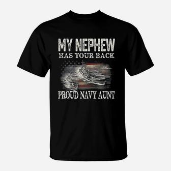 Proud Navy Aunt My Nephew Has Your Back T-Shirt - Seseable