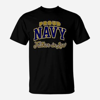 Proud Navy Fatherinlaw Shirt For Men T-Shirt - Seseable
