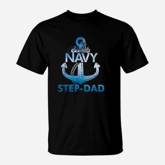 Proud Navy Step Dad Gift Lover Veterans Day T-Shirt - Seseable