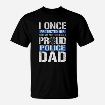 Proud Police Dad Support Police Daughter T-Shirt - Seseable