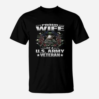 Proud Wife Of A Us Army Veteran Military Vets Spouse T-Shirt - Seseable