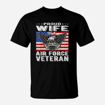 Proud Wife Of Us Air Force Veteran Patriotic Military Spouse T-Shirt - Seseable