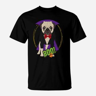 Pug Dog Halloween Costume Cute Vampire T-Shirt - Seseable